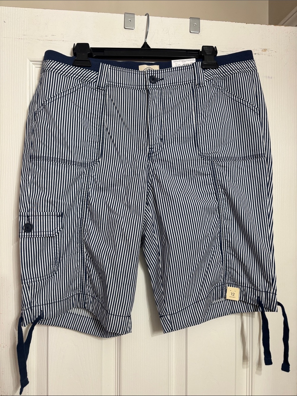 St. John's Bay Navy & White Pinstripe Cargo Shorts